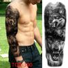 New 1 PC 480*170MM Super Large Compass Wolf Head Eye Fake Lion God Feather  Temporary Tattoo Sleeves For Men Women Tattoo Full Arm Tattoo Sticker