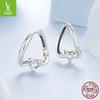 Dislocation Interwoven Love Ear Buckle Women'S Romantic Heart Zircon S925 Sterling Silver Earrings Earrings