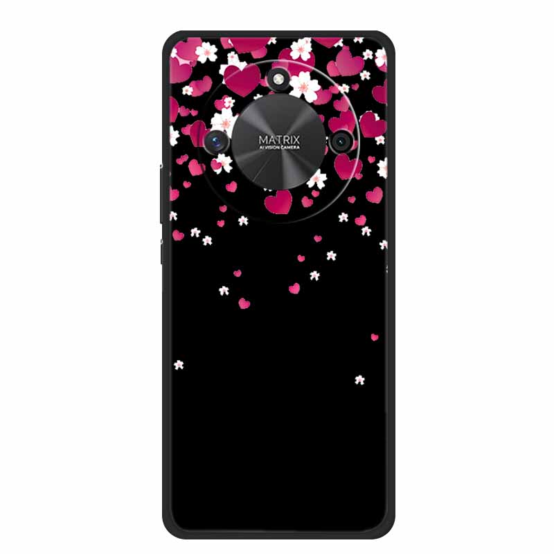 Coque For Honor X9c Smart Case Cute Cartoon Black Silicone Soft Phone Cases For Honor X60 5G Back Cover Case Funda Capas Shell