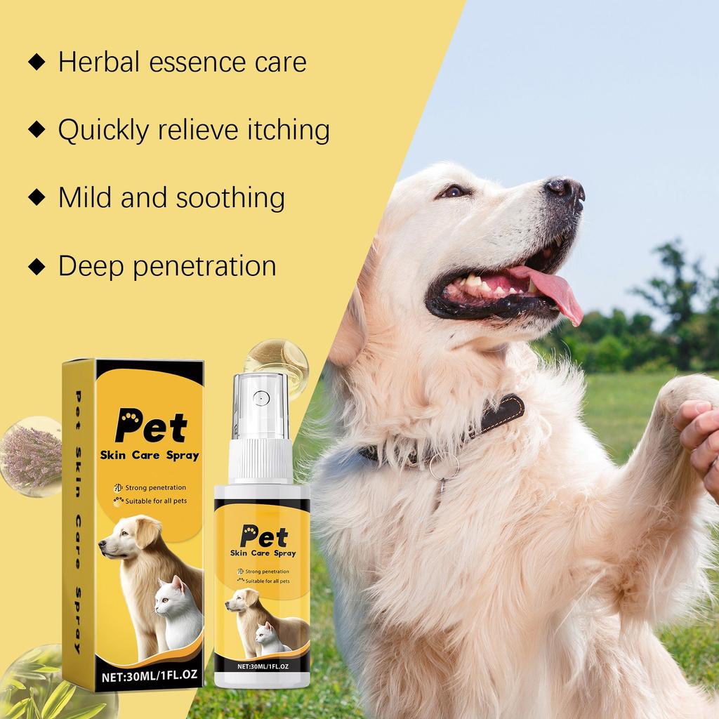 Pet Skin Spray Dog & Cat Skin Care Spray, Soothing Spray Cleansing & Softening Skin, Soothing -Itch Care Spray Nourishing Spray,30ML