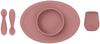 Ezpz Набор для быстрого питания Детская посуда Посуда для детского питания Силиконовая присоска Розовый [Непроливающийся набор] Набор, Коврик, Тарелка, Ложка, Чашка, Чашка,