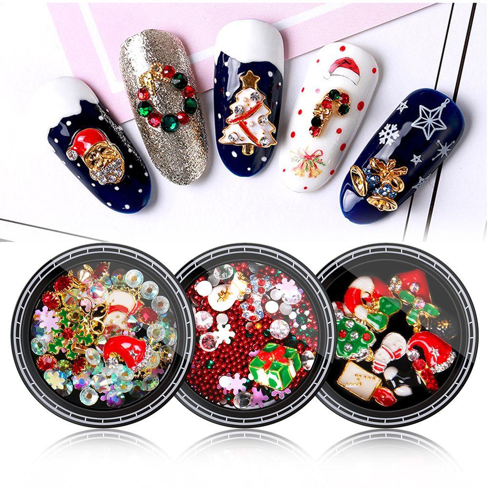 Xmas Tree Santa Manicure Decor Nail Art Decoration Nail Supplies Jewelry Christmas Nail Rhinestone