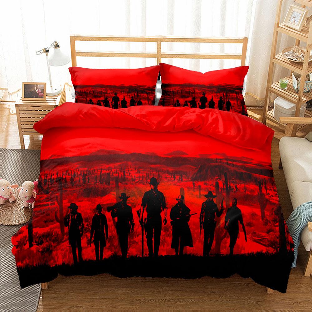 Gunfire Cowboy West Bedding Set Single Twin Double Queen King Cal King Size Bed Linen Set