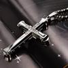 Men Necklace Shiny Rhinestones Cross Pendant Bamboo Chain Necklace Smooth Appearance Necklace