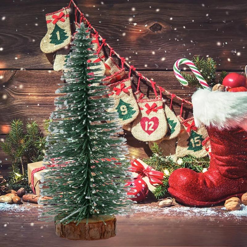 DIY Мини Рождественская елка Сизаль Кедр Настольная Снежинка Сосновые Иголки Украшения Маленькие Белые Сосны Рождественские Украшения Украшенные