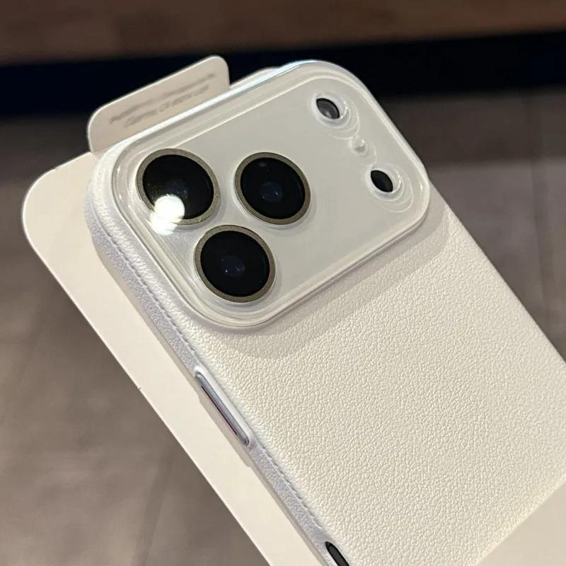 Luxury Leather Texture Phone Case for For Iphone 11 12 13 14 15 16 17 Pro Max Plus Air Lens Protection Shockproof Bumper Cover