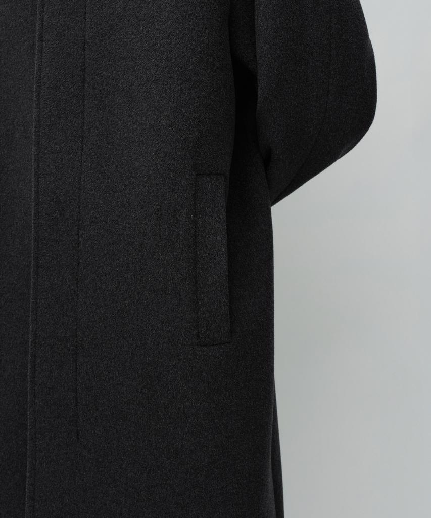 MUSINSA STANDARD Cashmere Blend Oversized Minimal Balmacaan Coat [Charcoal Grey]