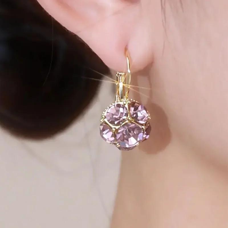 New Fashion Trend Unique Design Elegant Exquisite Light Amethyst Round Earrings for Women Jewelry Party Premium Gift Wholesale