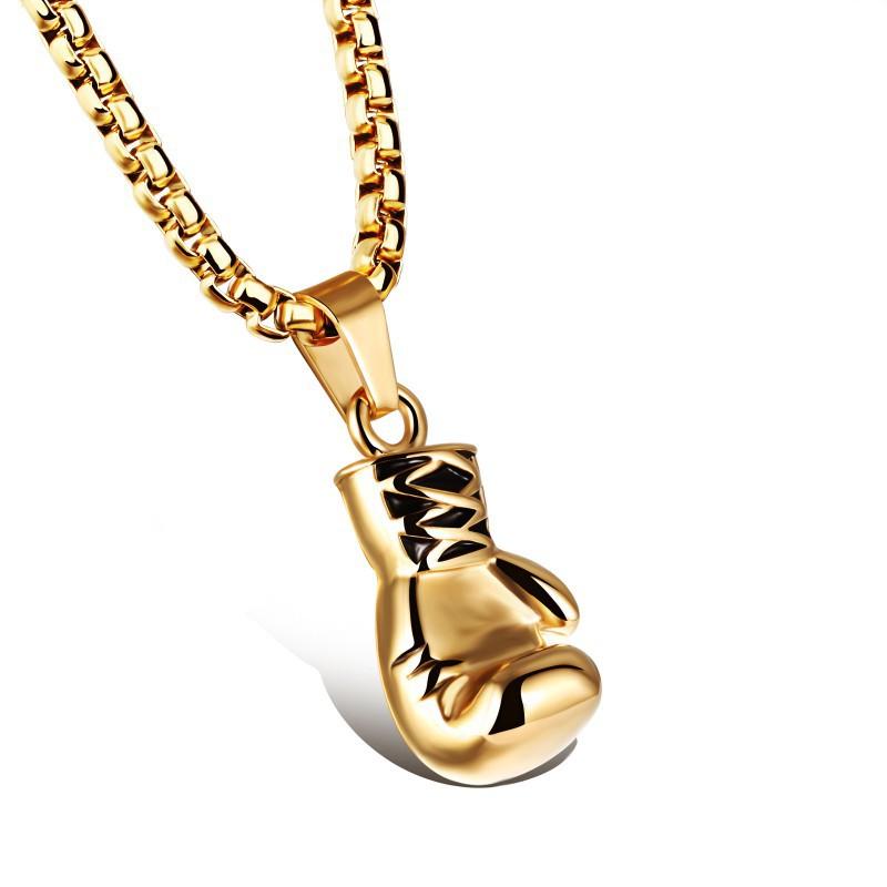 European American Street Hip-hop Stainless Steel Boxing Ring Necklace Personalized Classic Titanium Men's Accessories