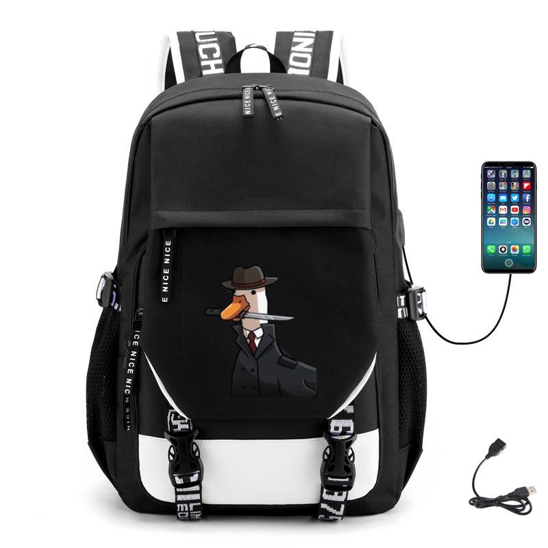 Multifunctional Goose Backpack Large Capacity Student Bag Leisure Travel Usb Computer Bag