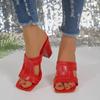 Modern Women's Sandals Summer Solid Peep Toe Ladies Slippers Sexy Slip On Round High Heels Fashion Female Dress Shoes