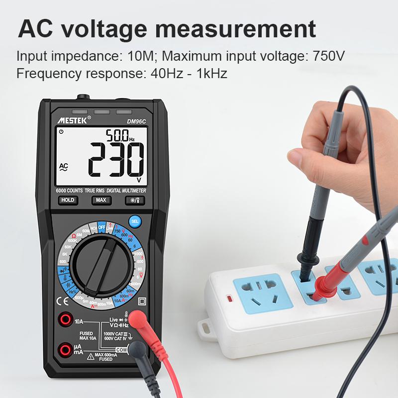 Digital Multimeter 6000 Counts with Auto Range AC/DC Voltage Current Temperature & Capacitance Measurement