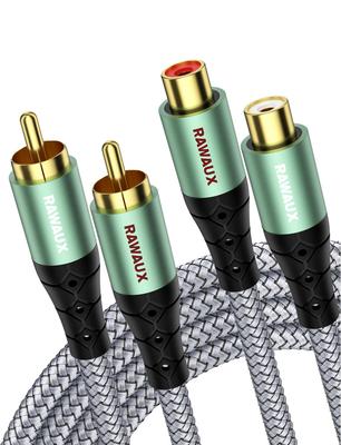 RAWAUX Удлинительный кабель 2RCA Кабель для сабвуфера 2RCA папа к 2RCA мама Нейлоновая оплетка Стерео аудиокабель Адаптер для колонки усилителя домашнего кинотеатра ТВ