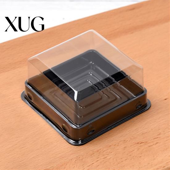 Cake Container 50 Set Box Beautiful Appearance Disposable Plastic Mini Pod Dessert Clear Square Moon for Pastries