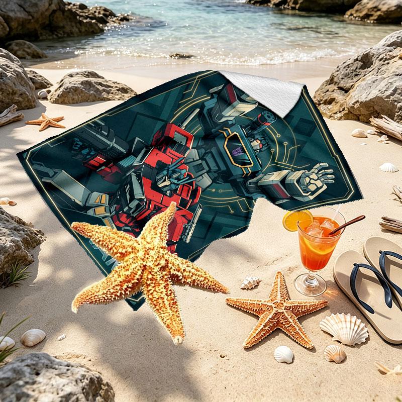 Custom Name Personalized Transformers Print Beach Towel, for Trip Camping Beach Party Home Decor, Birthday Gift for Family & Friends