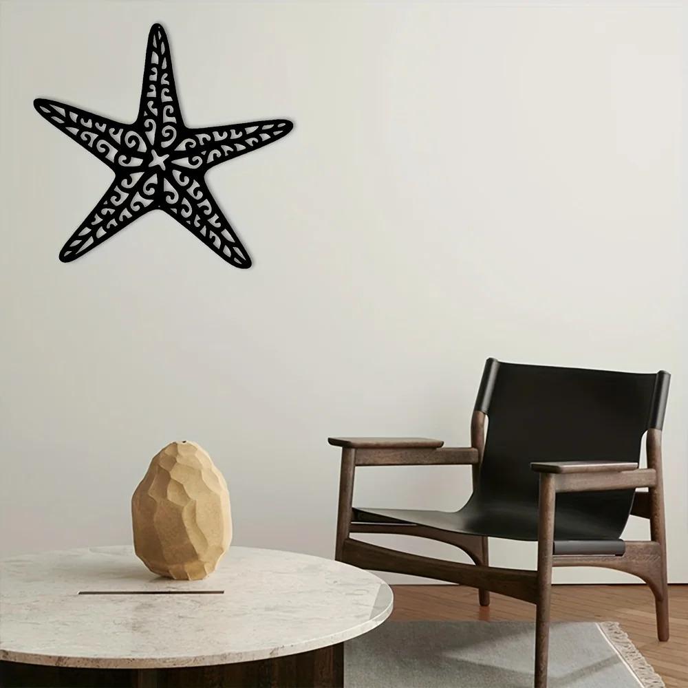 Coastal Starfish Ocean Beach Metal Wall Art – Elegant Interior Decoration, Stylish Home Wall Hangings for Coastal Home Decor