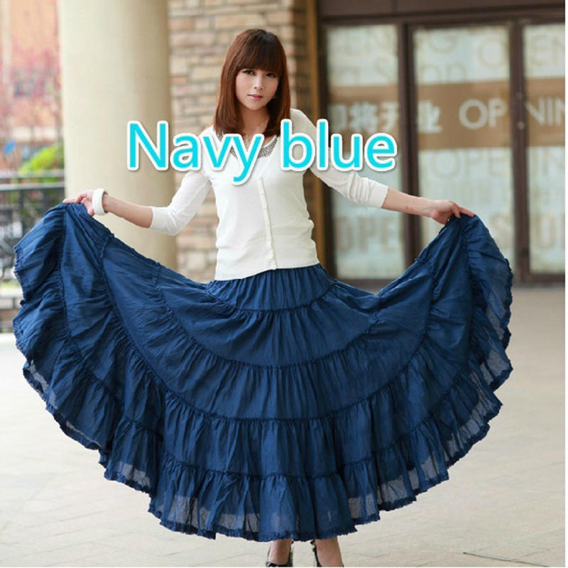 Женские длинные юбки ярких цветов, хлопковая Falda, женская повседневная пляжная юбка макси в богемном стиле с оборками