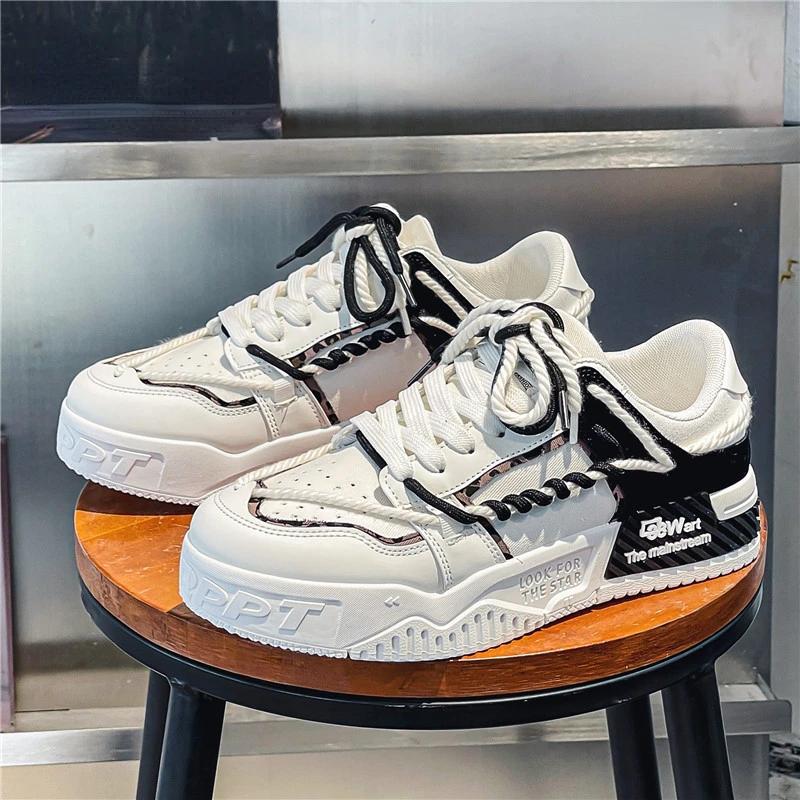 Модная мужская обувь Кроссовки Модная шнуровка Обувь для скейтбординга Удобная дышащая вулканизированная обувь Студенческая спортивная обувь Zapatillas