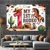 2D Western Cowboy 1st Birthday Backdrop, Cactus & Horse Photo Booth Background