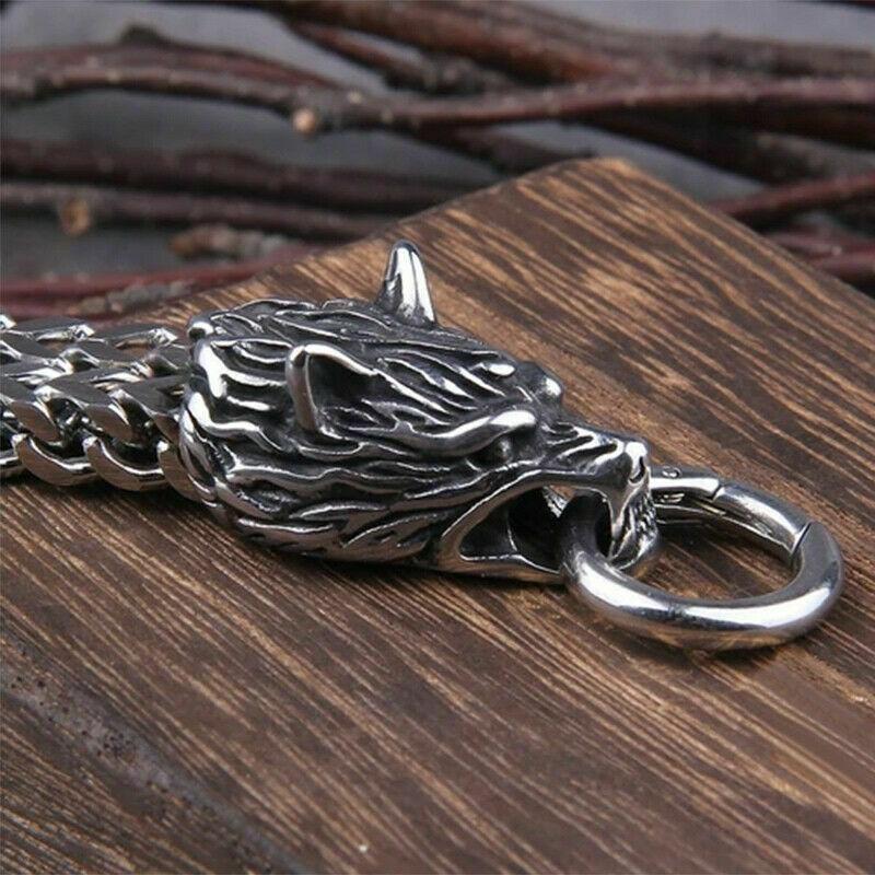 Мужской браслет из нержавеющей стали с головой волка