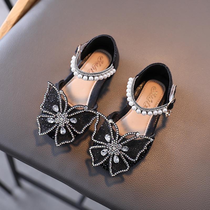 Последние летние сандалии для девочек, модные туфли принцессы с блестками и стразами для девочек, обувь для маленьких девочек, сандалии на плоском каблуке, размер 21-35