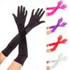 Women'S Evening Party Formal Gloves Solid Color Satin Long Finger Mittens For Events Activities Red White Rose Color