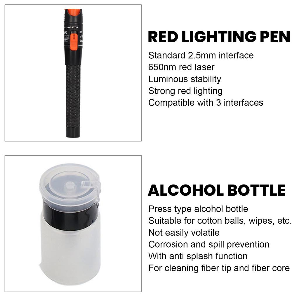 15 Pcs Set Optical Fiber Tool Termination Tool Kit 3 In 1 Fixture Optical Fiber Cleaver 2.5mm Interface OPM VFL FTTH Optic Kit