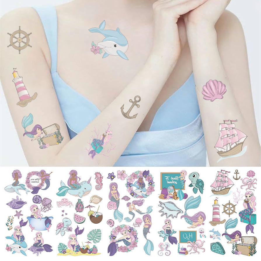 New Cartoon Children's Mermaid Series Tattoo Stickers Waterproof Party Gift Funny Face Stickers