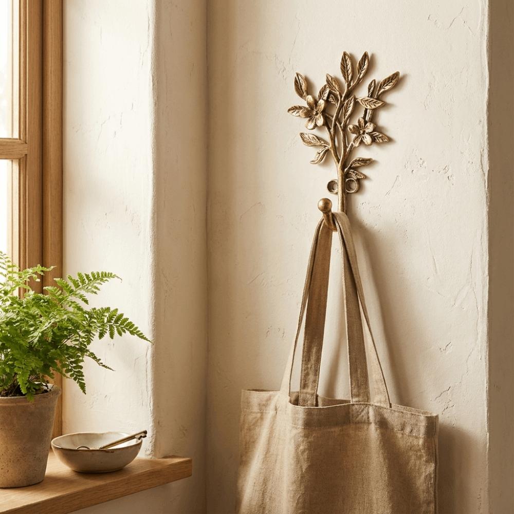 Elegant Design Leaf Shaped Wall Hooks Sturdy Zinc Zinc Alloy Decorative Hanger Set Household Daily Use