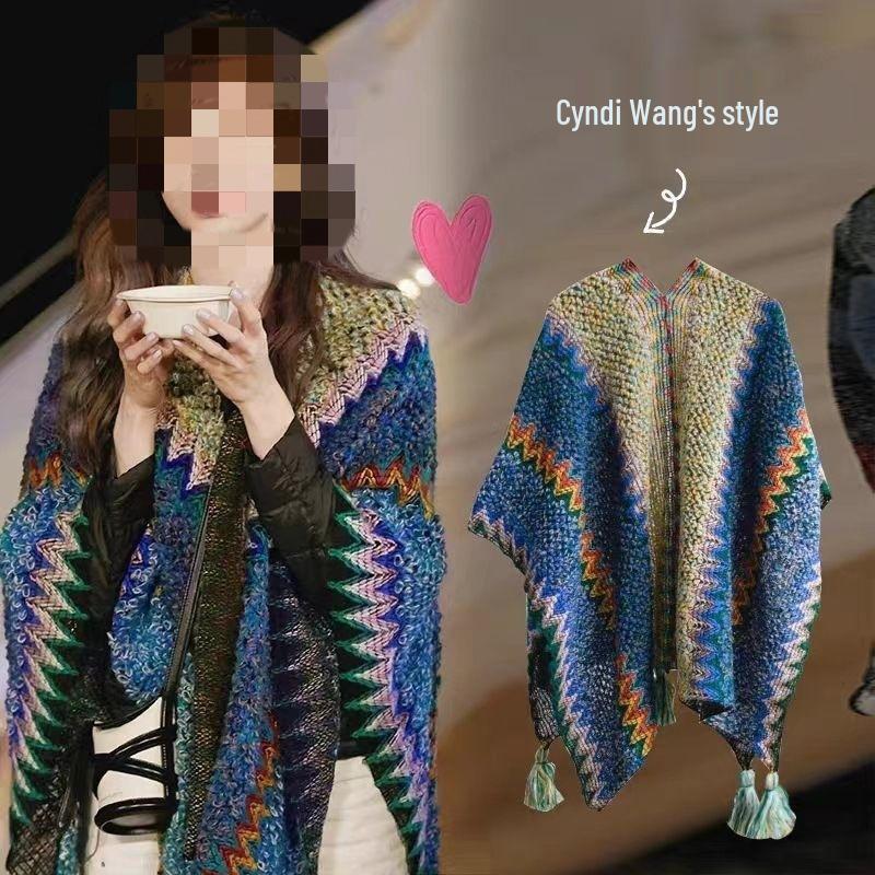 Юньнаньская ретро шаль с кисточками - Женский осенне-зимний плащ-шарф для путешествий и отпуска