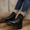 Platform Round Toe Women Motorcycle Boots Fashion Lace Up Shoes Retro Autumn Winter Ladies Knight Short Booties Botas De Mujer