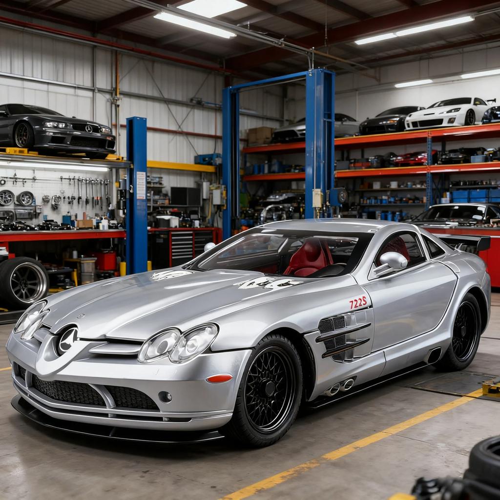 1/24 Суперкар Mercedes-Benz SLR Модель автомобиля из сплава Звук и свет Инерционный Детская игрушка Коллекционные предметы Подарок на день рождения