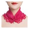 Faux Silk Scarf Lightweight Mesh Soft Shiny Touch Edge-covered Design Scarf with Faux Pearl Decor Neck Decoration