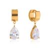 18K Gold Plated Stainless Steel Geometric Zircon Drop Earrings for Women Minimalist Dangle Jewelry