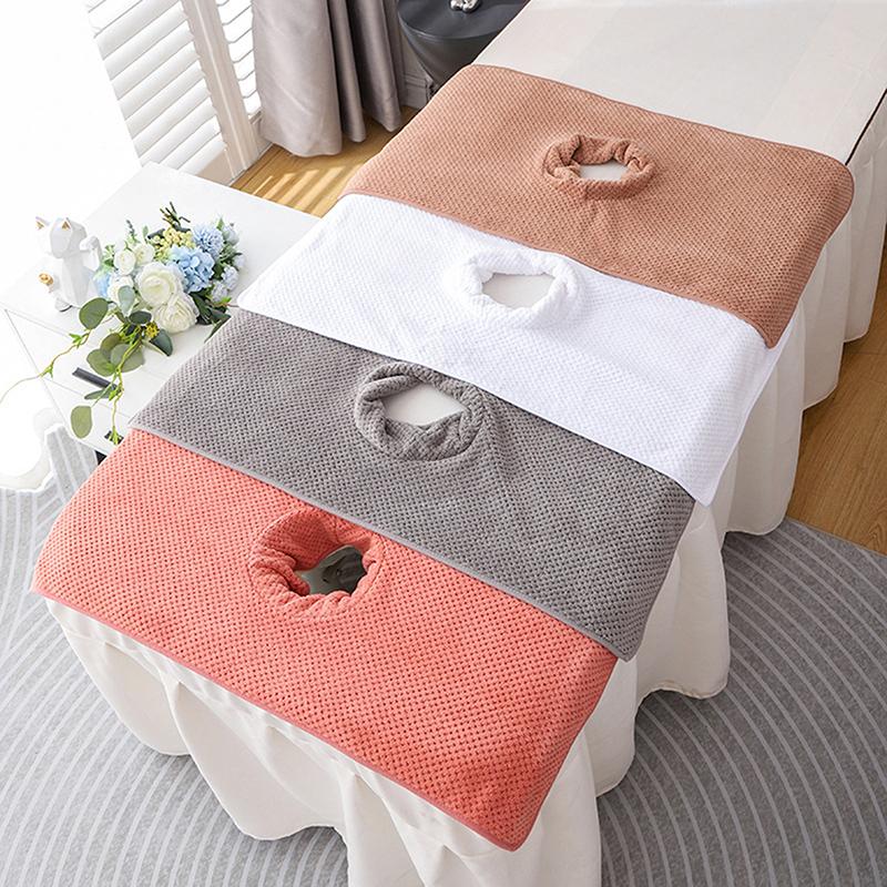 35*35Cm 40*80Cm Thickened Coral Velvet Beauty Spa Massage Face Towel With Hole Bed Bandana Massage Table Planking Cosmetic Towel
