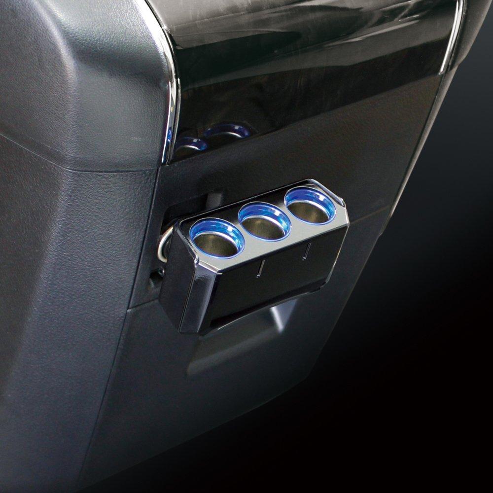 Tsuchiya Yac PZ-737 Автоаксессуары Разветвитель гнезда Прикуривателя Кольцевая подсветка Гнездо Прикуривателя Тройное направление Черный