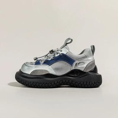 Сетчатые папины туфли женские 2024 новые весна/лето дышащие кроссовки с большой головкой на толстой подошве женская повседневная обувь натуральная кожа