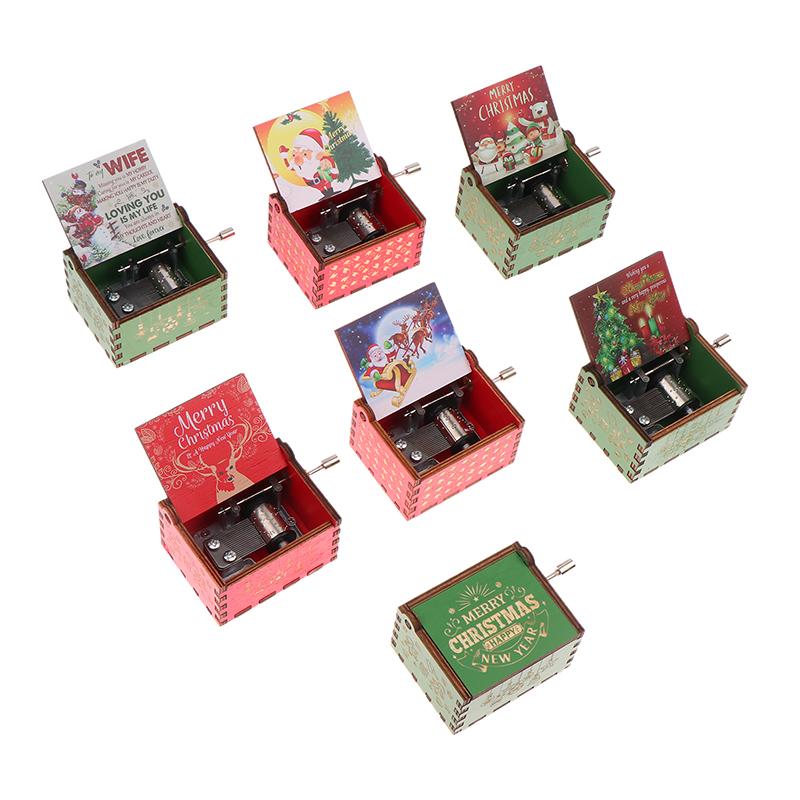 Рождественская деревянная музыкальная шкатулка с рукояткой на Хэллоуин, веселое рождественское украшение для дома, подарок на Рождество, день рождения, год