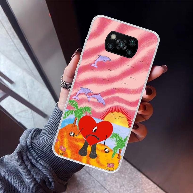 Bad Bunny Heart Phone Case For Xiaomi Poco X7 X6 X5 Pro F7 Ultra Redmi 15C 15 13 13C 12 12C 10 10A 10C 9 9A 9C 9T Shell Poco X7