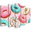 Five Piece Picture Canvas Print Donuts Cake
