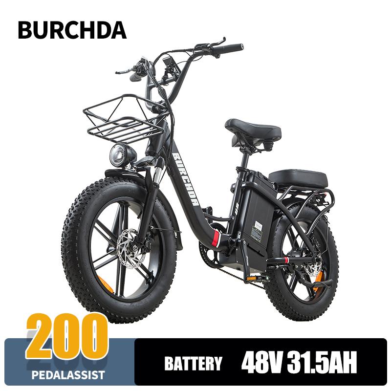 BURCHDA 2026 NEW U8 City Electric Bicycle 48V31.5AH Lithium Battery Ebike 20 Inch 4.0 Fat Tire E-Bike Electric Bike for adults