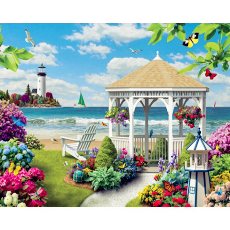 5D New Collection 2024 Diamond Embroidery Lighthouse Scenery Mosaic Art Kits Diamond Painting Scenery Cross Stitch Gift