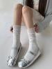 Miu Series Ballet Calf Socks Women'S Vertical Pattern Lace Splicing Stacking Socks Spring And Summer Thin Mesh Breathable Jk Stockings