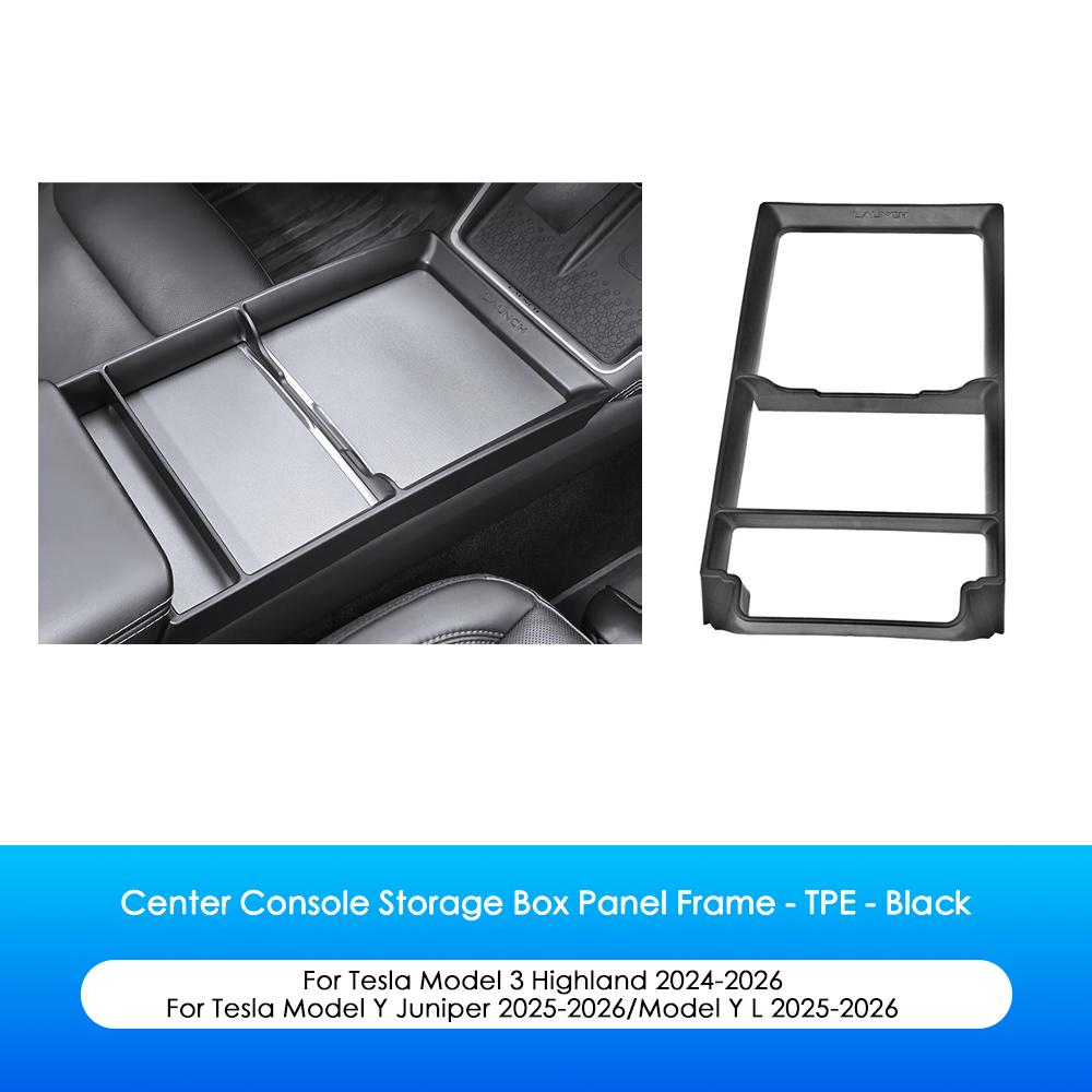 Heenvn TPE Car Central Control Panel Storage Box Panel Frame Trim For Tesla Model 3 Highland Model Y Juniper Model YL 2025 2026