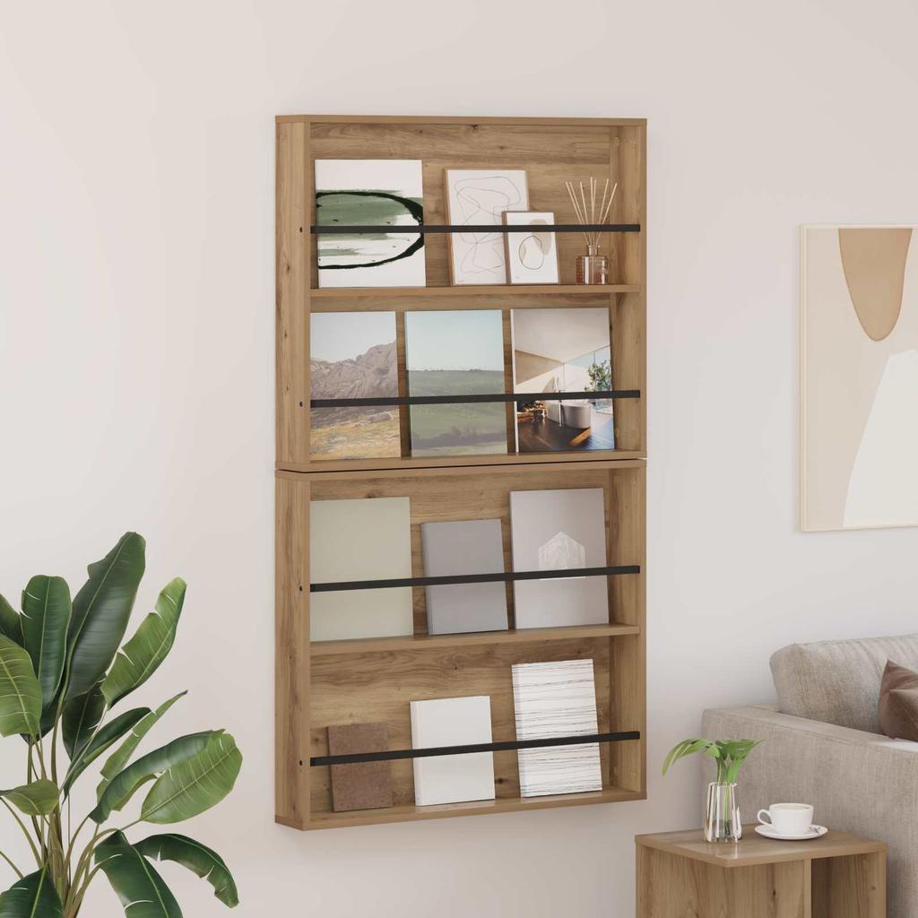 Magazine Shelf 2 pcs Artisan Oak 80 x 12 x 70 cm Wood Based Panel