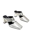 Fashion High Heels Women's Slippers Elegant Mules Shoes Square Toe Heeled Sandals 2025 Summer Pumps Classic Slingback Mujer Zapatillas