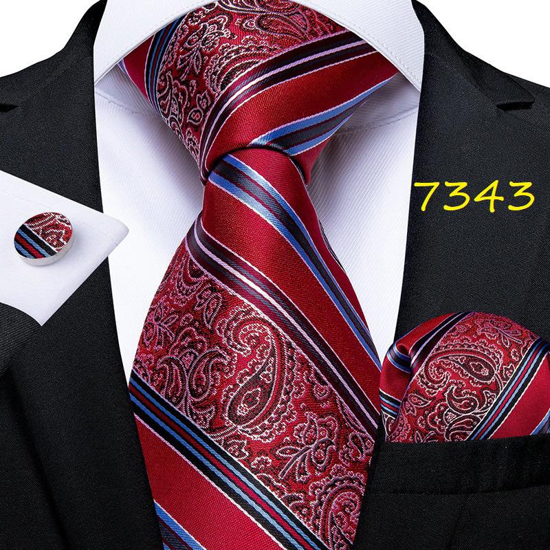 Dibangu Дизайнерский мужской галстук в полоску с цветочным принтом, шелковый галстук, нагрудный квадрат, запонки, комплект галстуков на шею, костюм для свадебной вечеринки