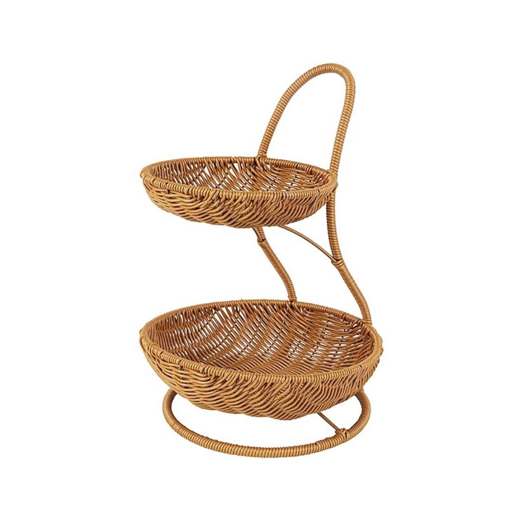 Двухъярусная фруктовая корзина, плетеная вручную, декоративный стоячий поднос, новая корзина для еды, гостиная