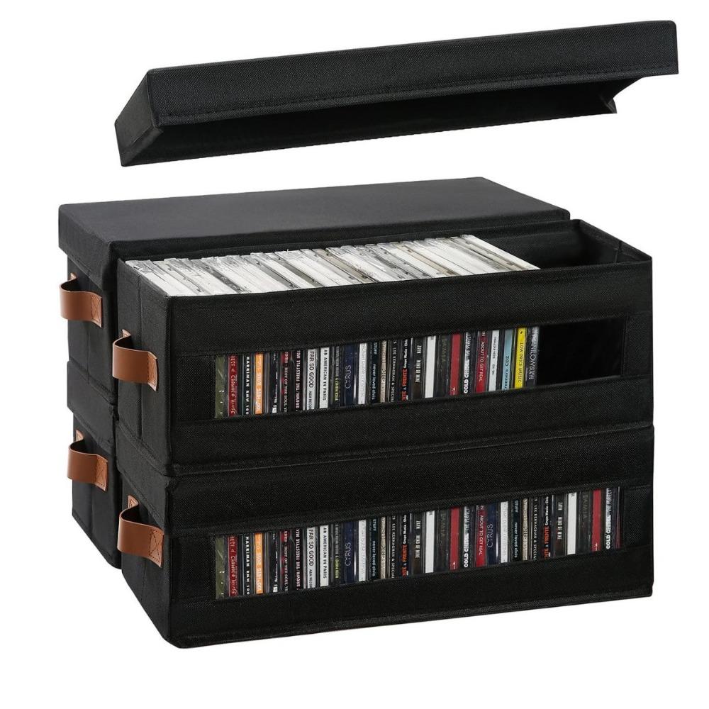 Visible Window Stackable CD Case with Handles CD Holder Premium CD Storage Box Audio Collection