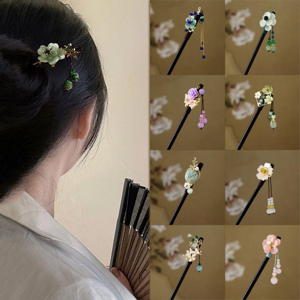 Handmade Wooden Hairpin Chinese Style Party Hair Bun Decorative Hair Chopsticks for Hanfu